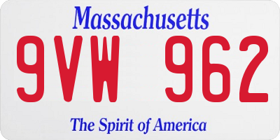 MA license plate 9VW962