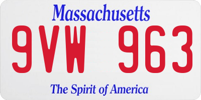 MA license plate 9VW963