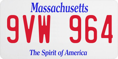 MA license plate 9VW964