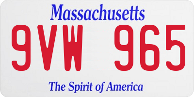 MA license plate 9VW965