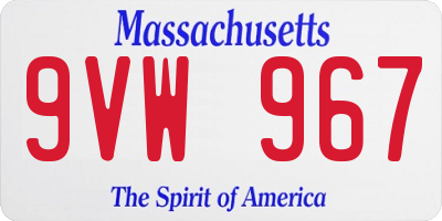 MA license plate 9VW967