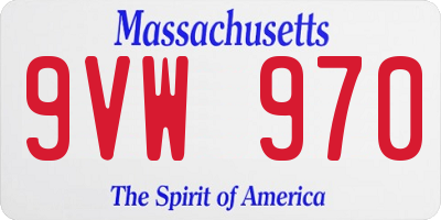 MA license plate 9VW970