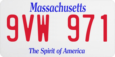 MA license plate 9VW971