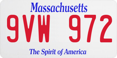 MA license plate 9VW972