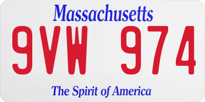 MA license plate 9VW974