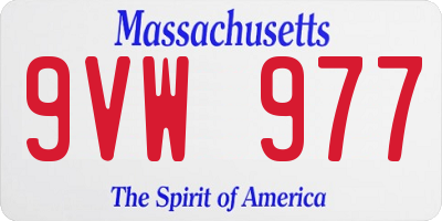 MA license plate 9VW977