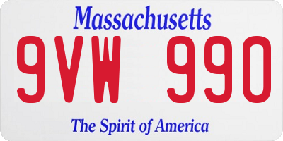 MA license plate 9VW990