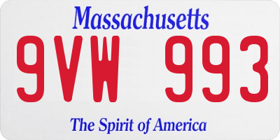 MA license plate 9VW993