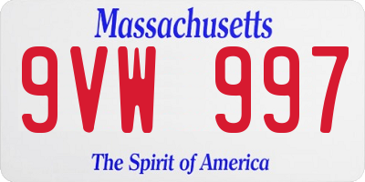 MA license plate 9VW997