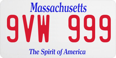 MA license plate 9VW999