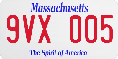 MA license plate 9VX005