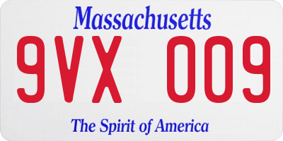 MA license plate 9VX009