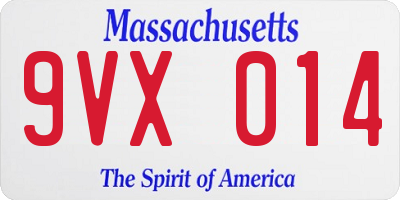 MA license plate 9VX014