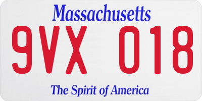 MA license plate 9VX018