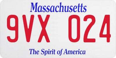 MA license plate 9VX024