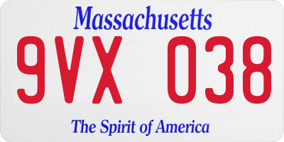 MA license plate 9VX038