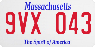 MA license plate 9VX043