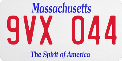 MA license plate 9VX044