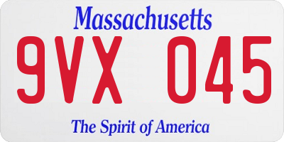 MA license plate 9VX045