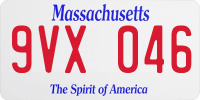MA license plate 9VX046