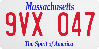 MA license plate 9VX047
