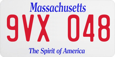 MA license plate 9VX048