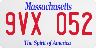 MA license plate 9VX052