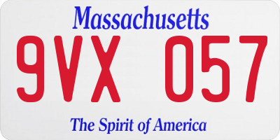 MA license plate 9VX057