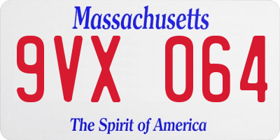 MA license plate 9VX064