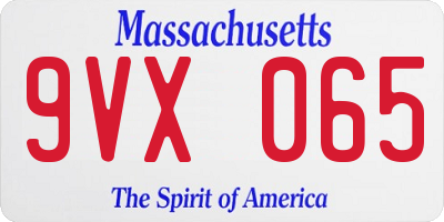 MA license plate 9VX065