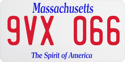 MA license plate 9VX066