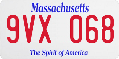 MA license plate 9VX068