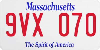 MA license plate 9VX070