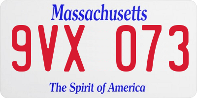 MA license plate 9VX073