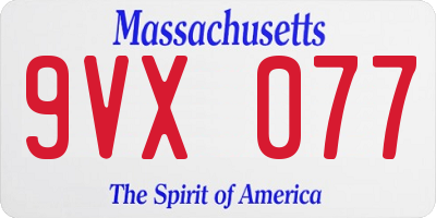 MA license plate 9VX077