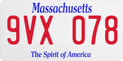 MA license plate 9VX078