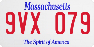 MA license plate 9VX079