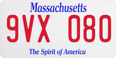 MA license plate 9VX080