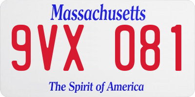 MA license plate 9VX081