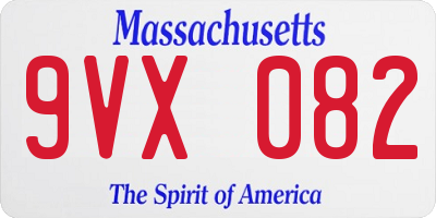 MA license plate 9VX082