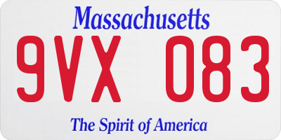 MA license plate 9VX083