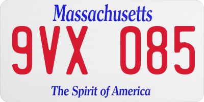 MA license plate 9VX085