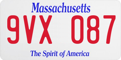 MA license plate 9VX087