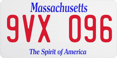 MA license plate 9VX096
