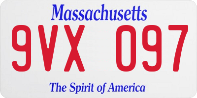 MA license plate 9VX097