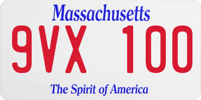 MA license plate 9VX100