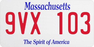 MA license plate 9VX103