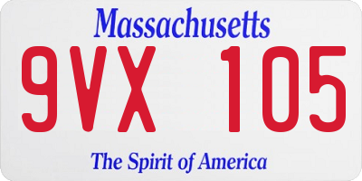 MA license plate 9VX105