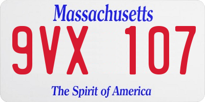 MA license plate 9VX107