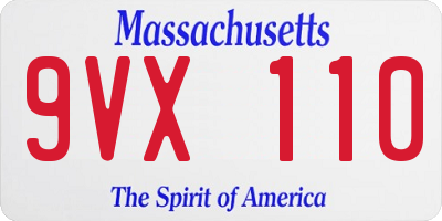 MA license plate 9VX110